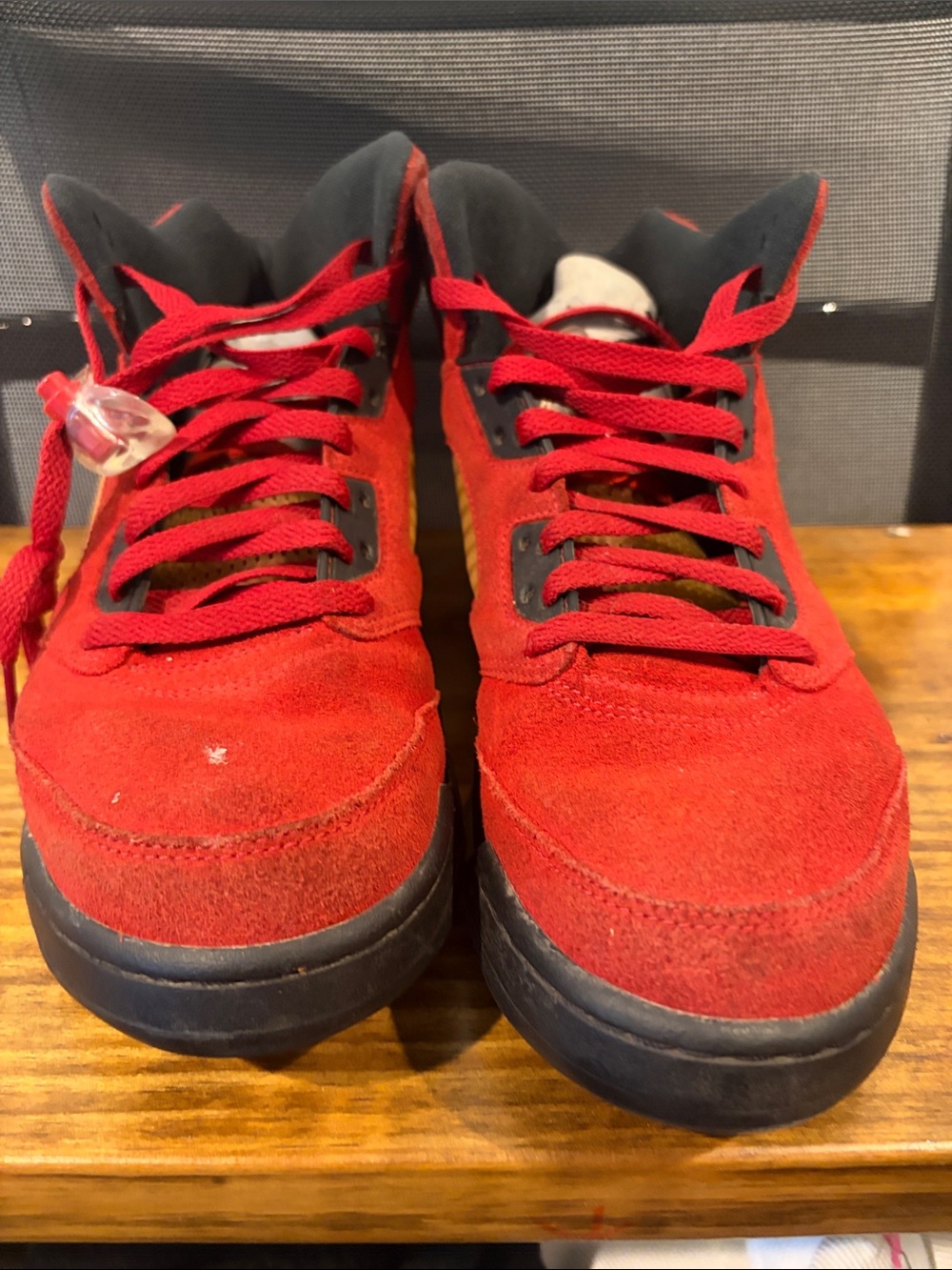 Jordan Men Red and Black Suede Low-Top Sneakers